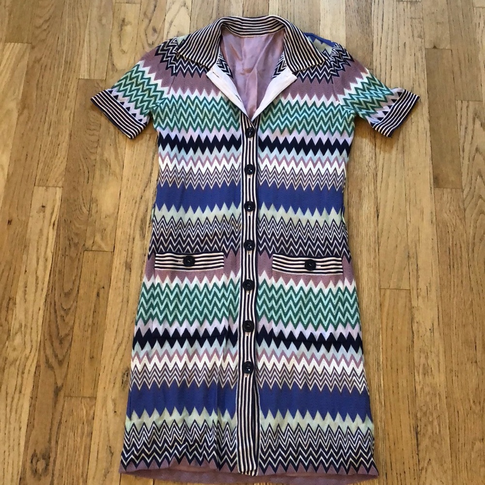 Missoni orange label purple chevron dress
